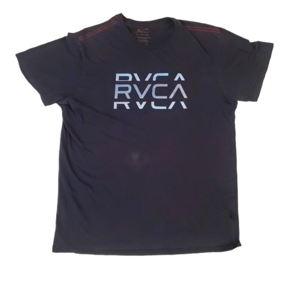 RVCA Men's Black Red Stich Big‎ RVCA 3D Monogram Short Sleeve T-shirt XXL